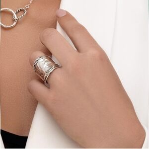 Silver Textured Women's Ring Size 11